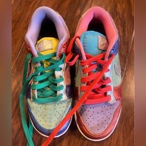 Nike Kids Colorful Sneakers with Red and Green Laces